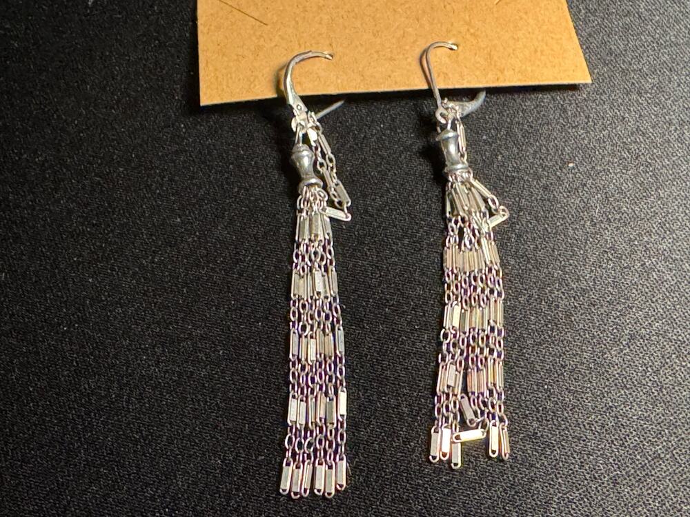 925 Silver Leaveback Fringe Earrings